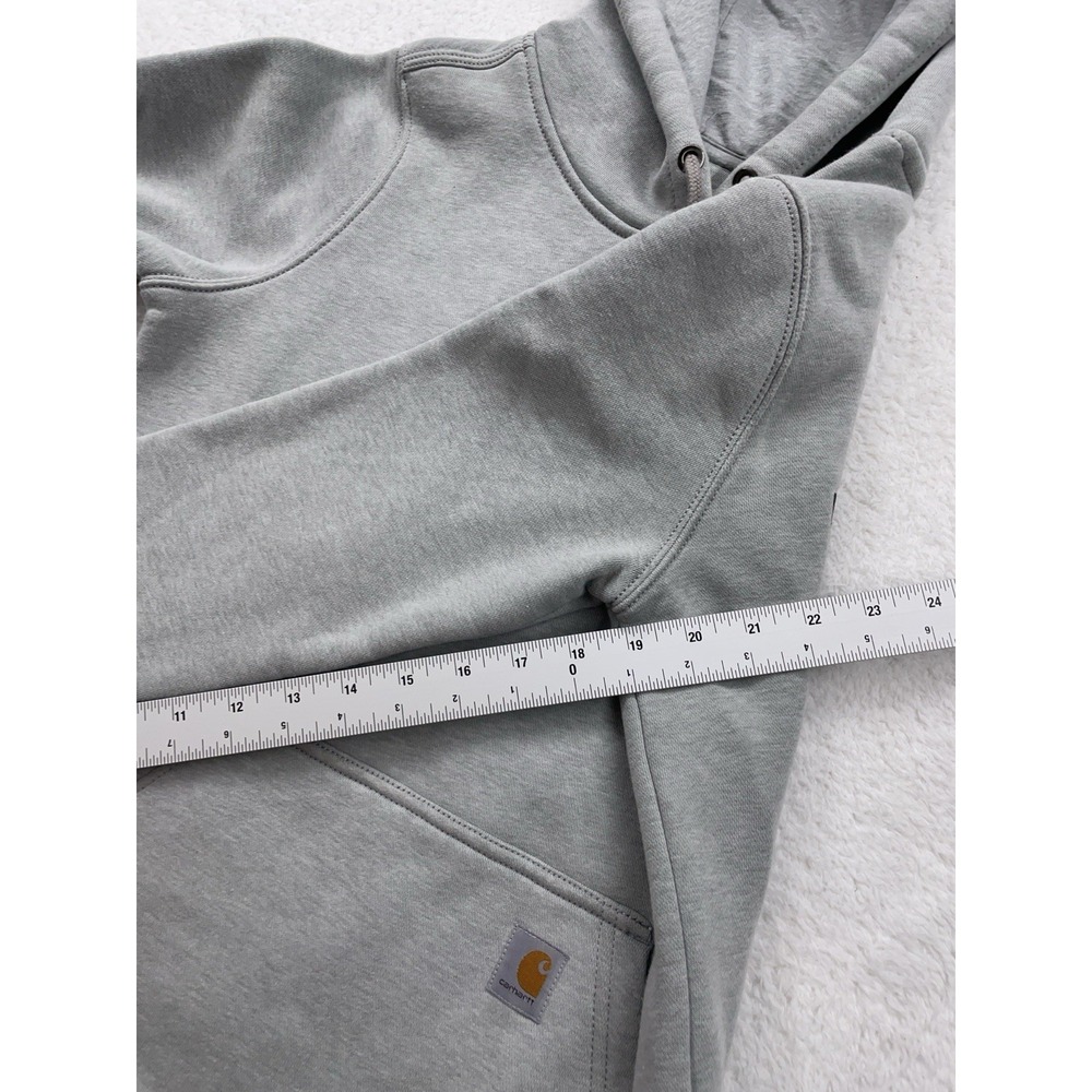 Carhartt Women's Relaxed Fit Mid Weight Logo Sleeve Hoodie Size XS (0-2) Gray - Picture 7 of 9